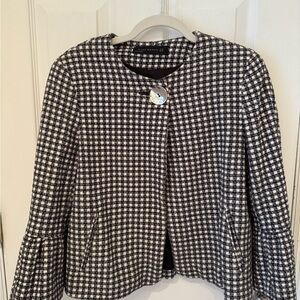 Zara Black and White Plaid Blazer